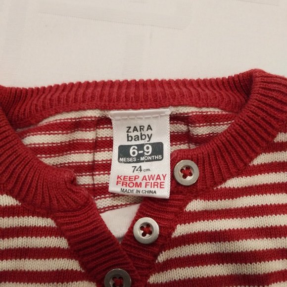 Zara Baby Red/White Striped Long Sleeve Top - Picture 8 of 8
